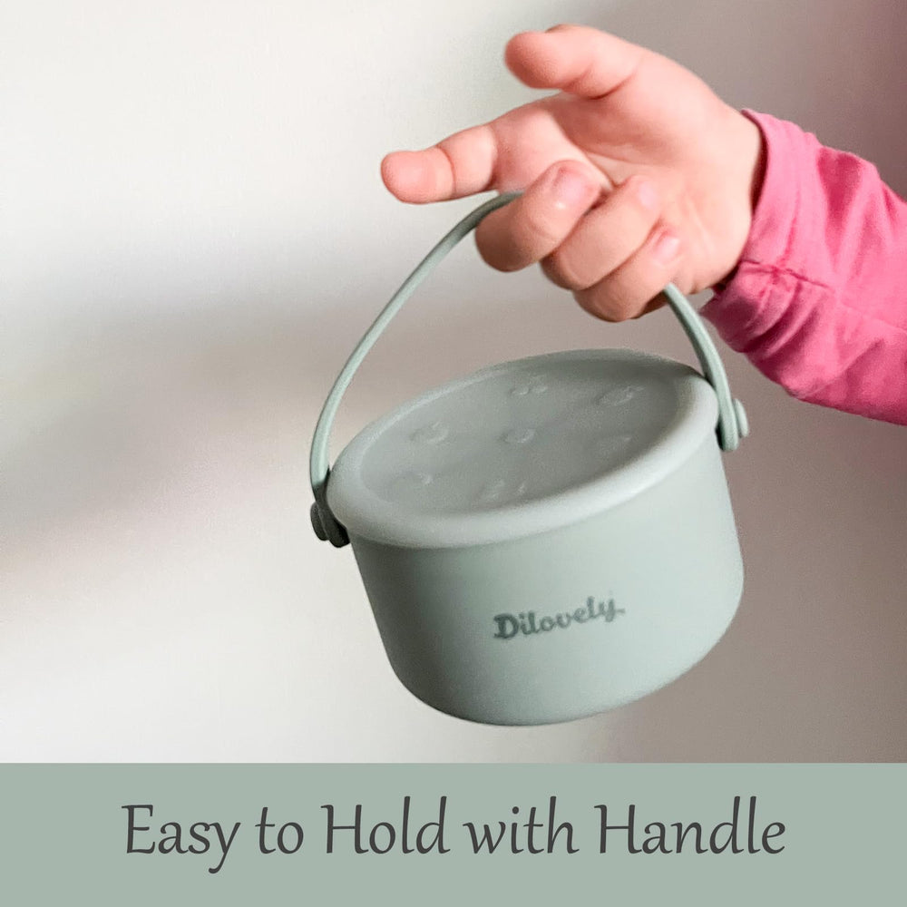 Dilovely silicone snack cups are dishwasher-safe for quick cleanup.