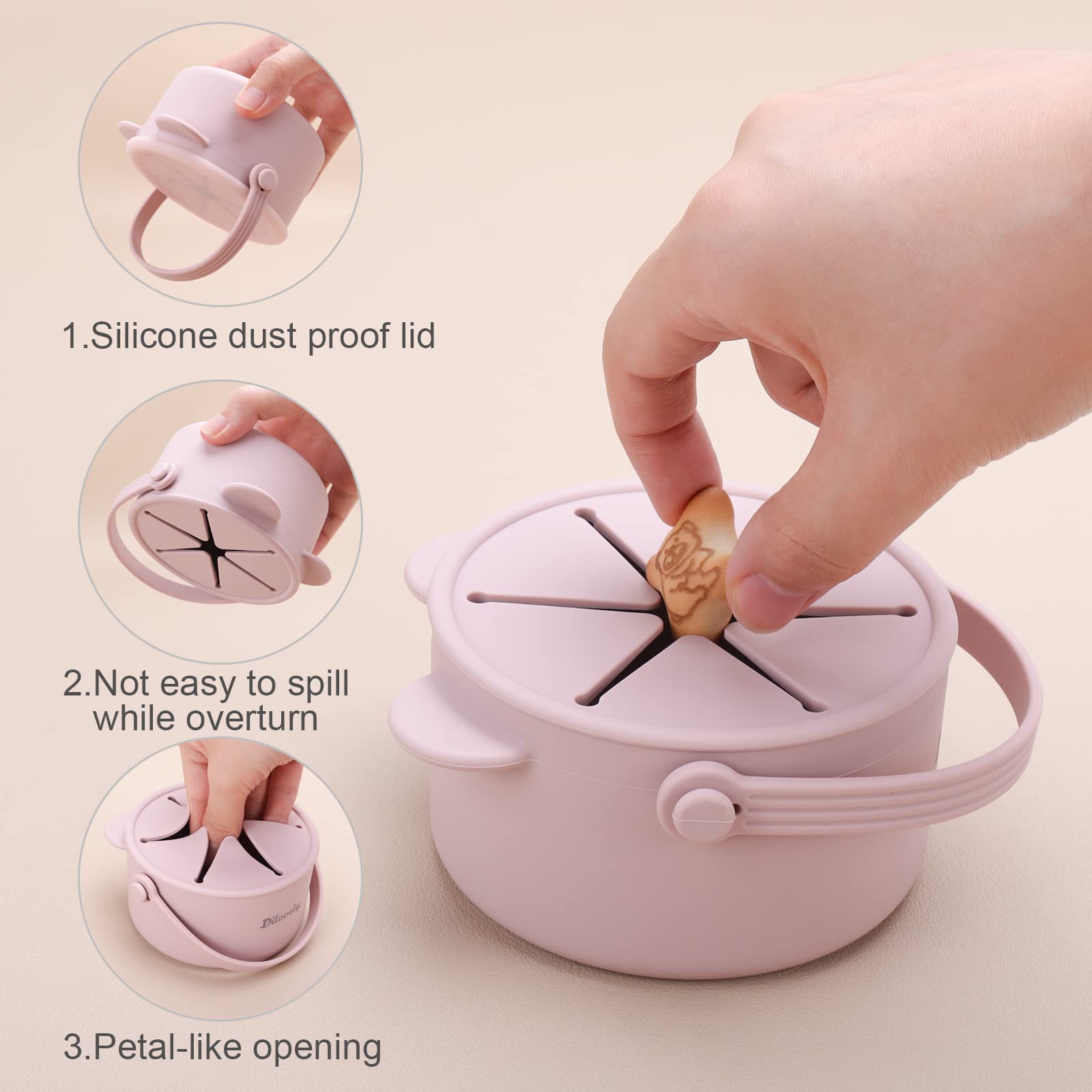 Dilovely lilac bucket-handle design offers easy grip for toddlers