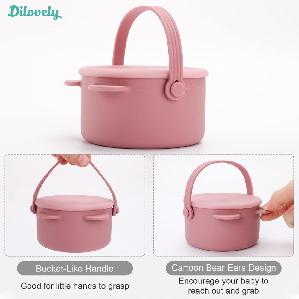 Dilovely snack cups rose highlight soft-flap opening for tiny hands.