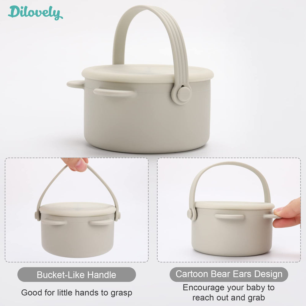 Dilovely snack cups soft silicone flaps for tiny hands