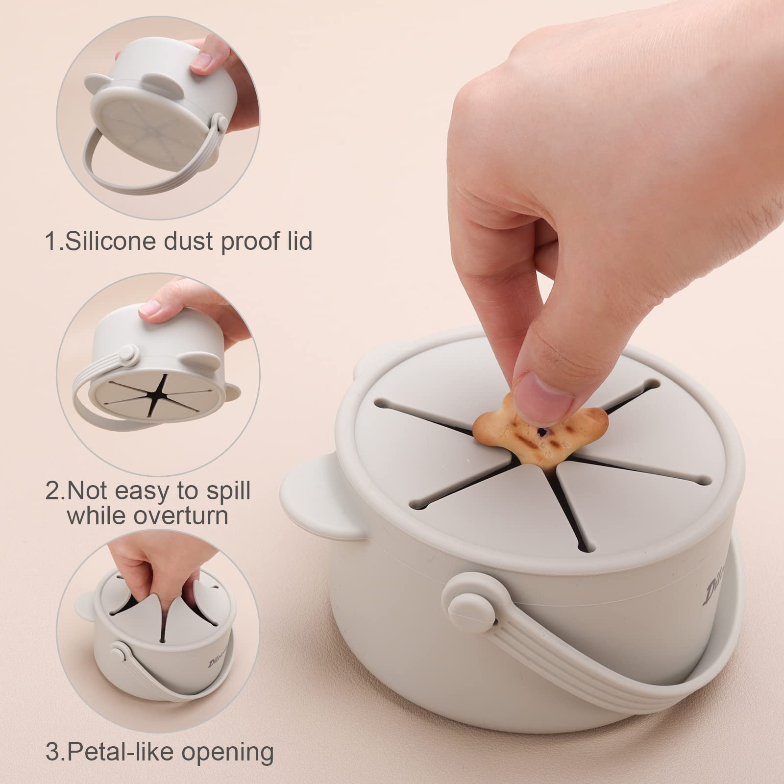 Dilovely snack cups spill-proof design minimizes mess at home or travel.
