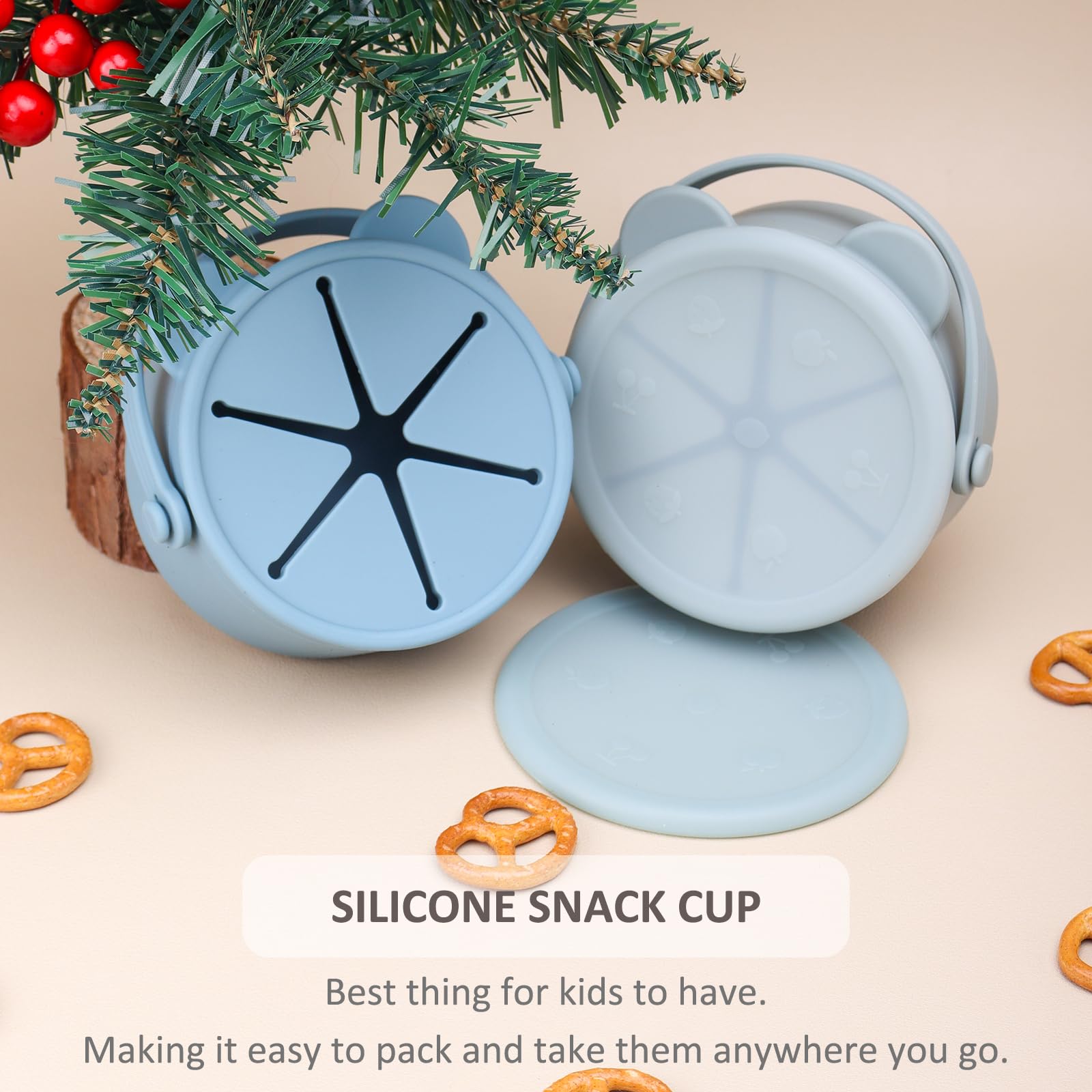 Dilovely toddler snack containers with dustproof lids prevent spills during outings.