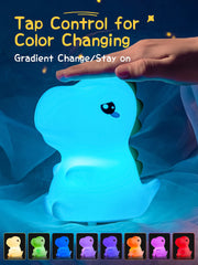 Dimanito Dinosaur night light side view highlights portable, toddler-friendly design.