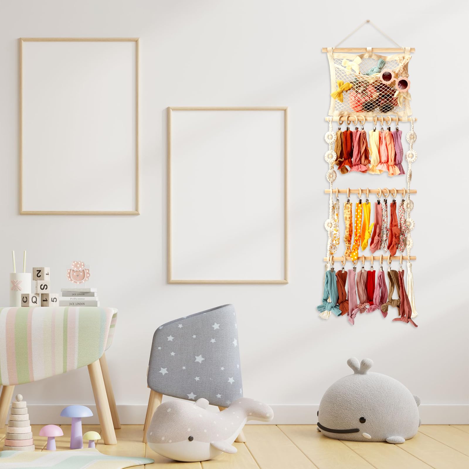 Dingion metal hooks and hardware enable easy wall-hanging organization.