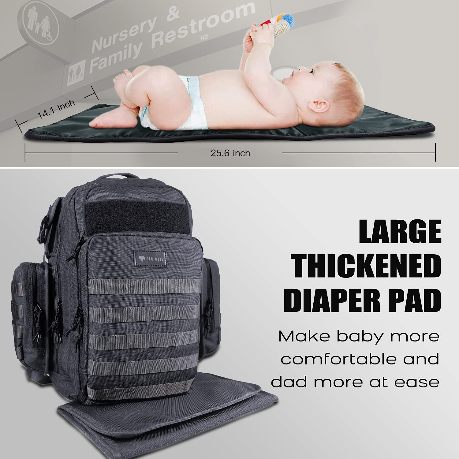 Dinictis Dad Diaper Bag back anti-theft pocket protects valuables on the move.