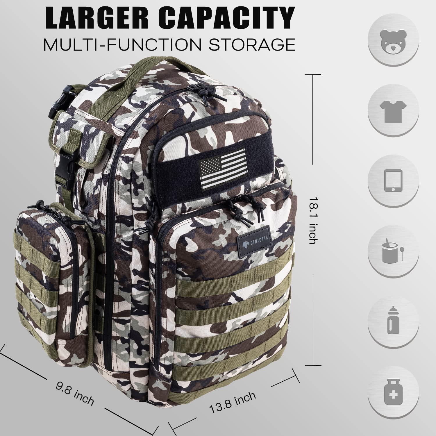 Dinictis Dad Diaper Bag includes changing mat for quick on-site changes.