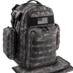 Dinictis Dad Diaper Bag front view shows organized pockets for quick access