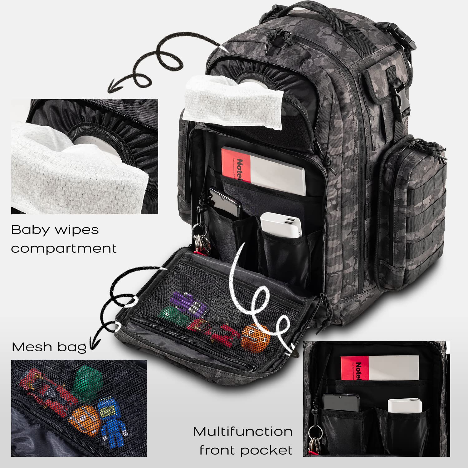 Dinictis Dad Diaper Bag insulated bottle pockets keep drinks at the right temperature