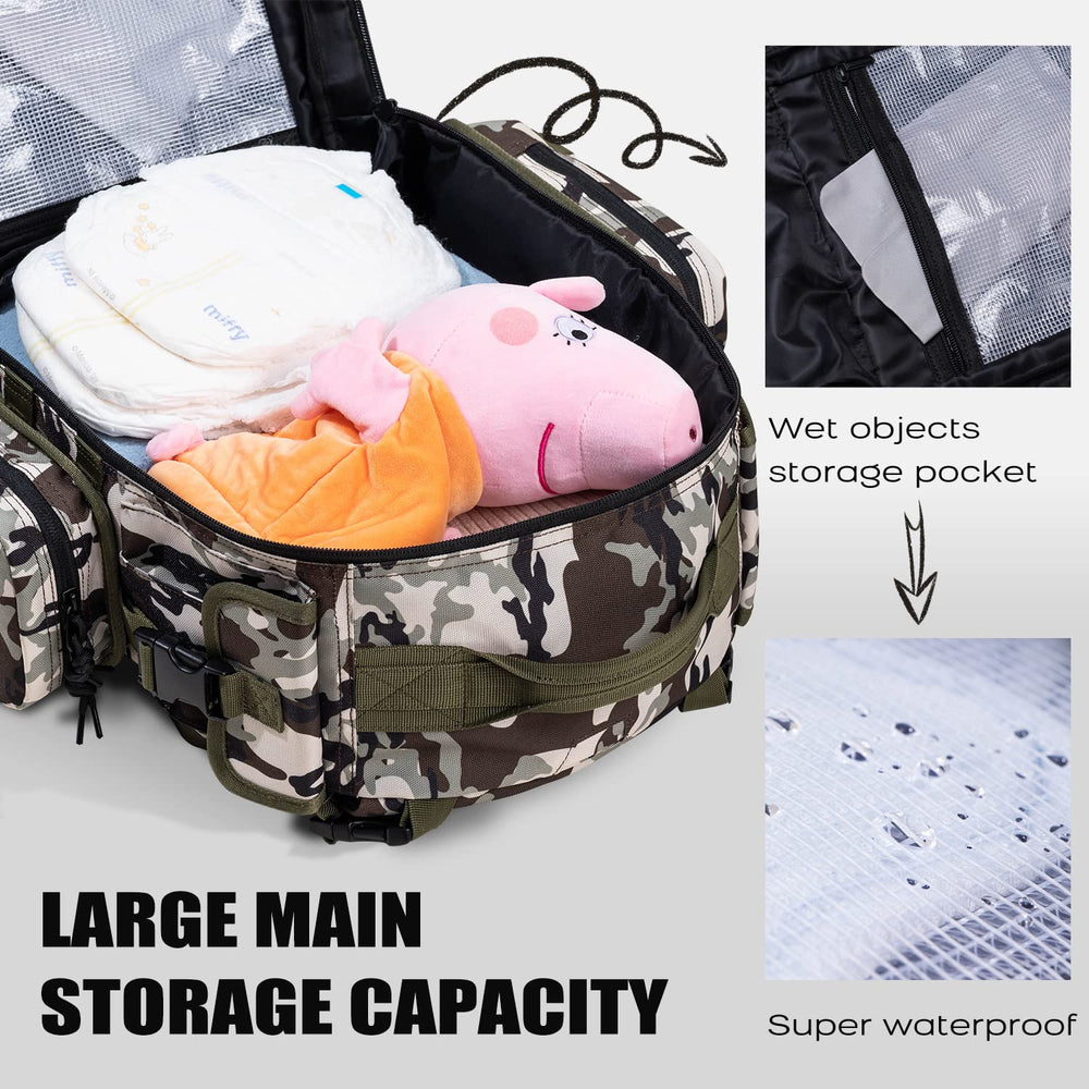 Dinictis Dad Diaper Bag MOLLE webbing allows add-on pouches.