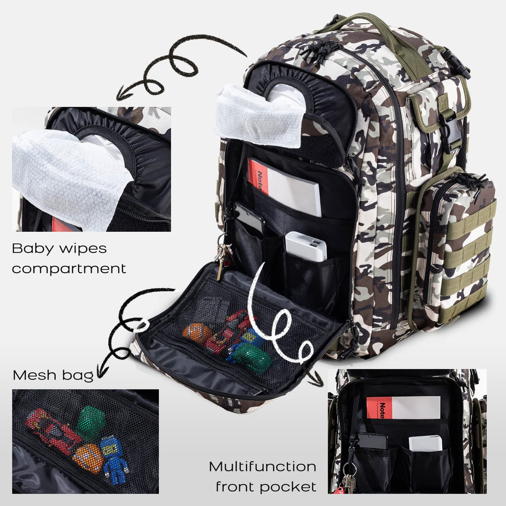 Dinictis Dad Diaper Bag side insulated pockets keep bottles and drinks ready.