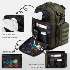 Dinictis dad diaper bag side insulated pockets keep drinks at temperature.