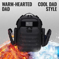 Dinictis Dad Diaper Bag tropical black MOLLE webbing for modular dad gear