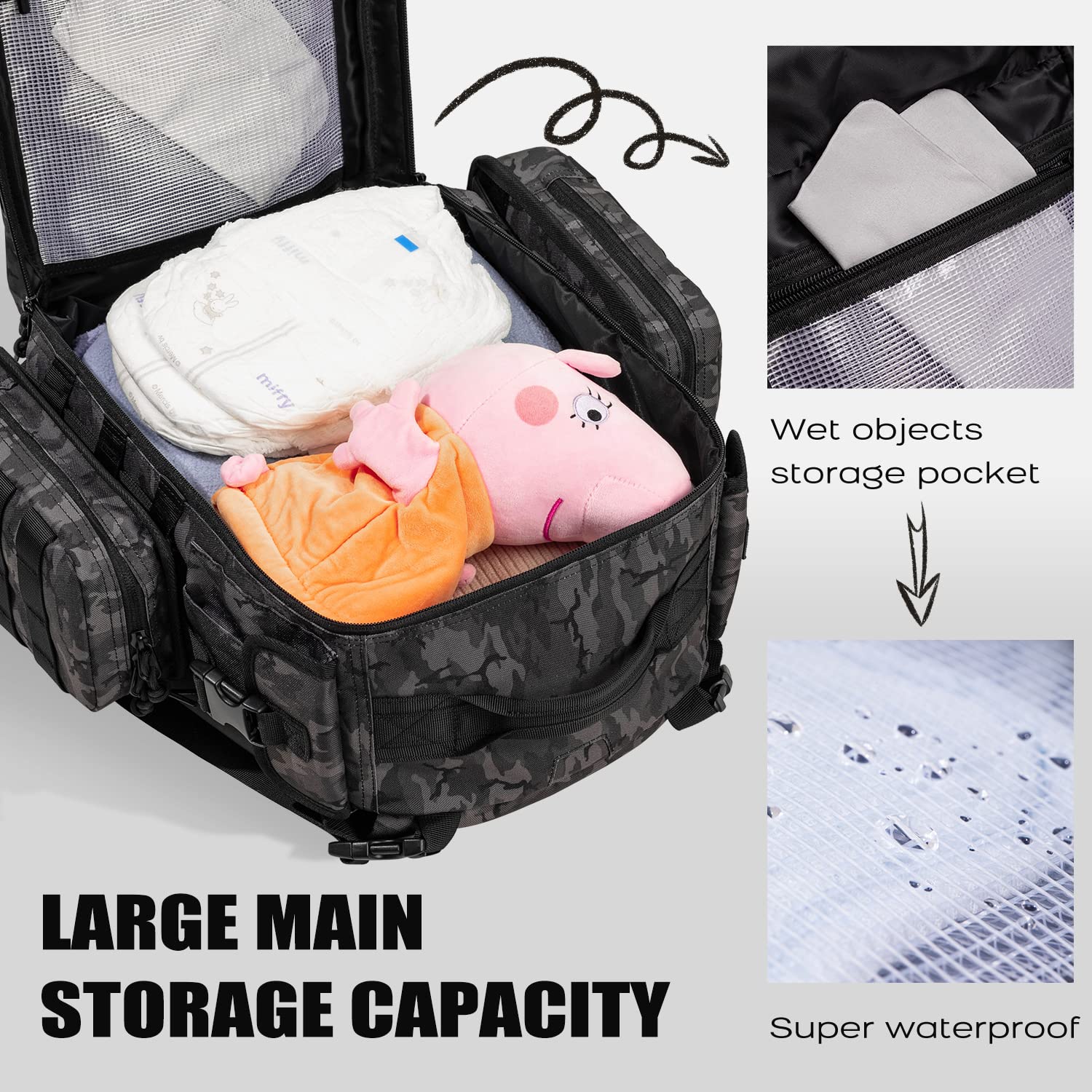 Dinictis Dad Diaper Bag wet wipes pocket enables quick diaper changes on the go