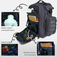 Dinictis Dad Diaper Bag wet wipes pocket provides quick, easy access.