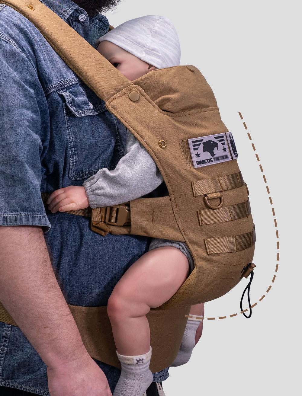DINICTIS TACTICAL ergonomic lumbar EVA support reduces shoulder strain during wear.