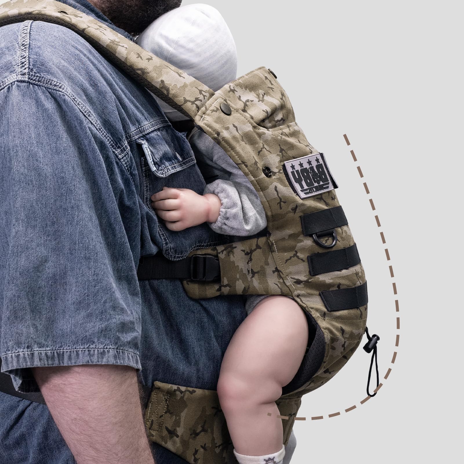 DINICTIS Tactical lumbar EVA support with padded straps reduces shoulder strain
