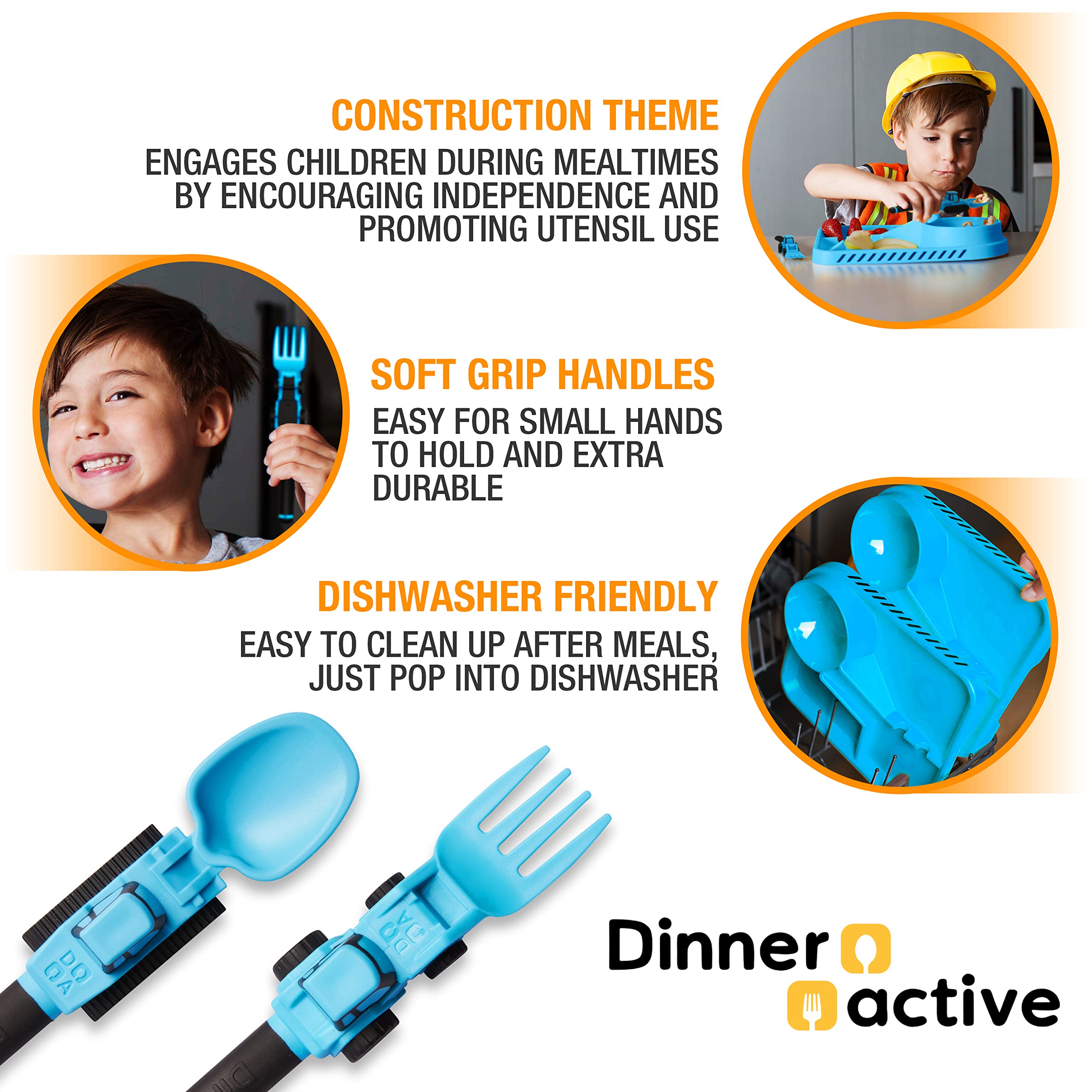 Dinneractive soft-grip utensils support small hands during meals.