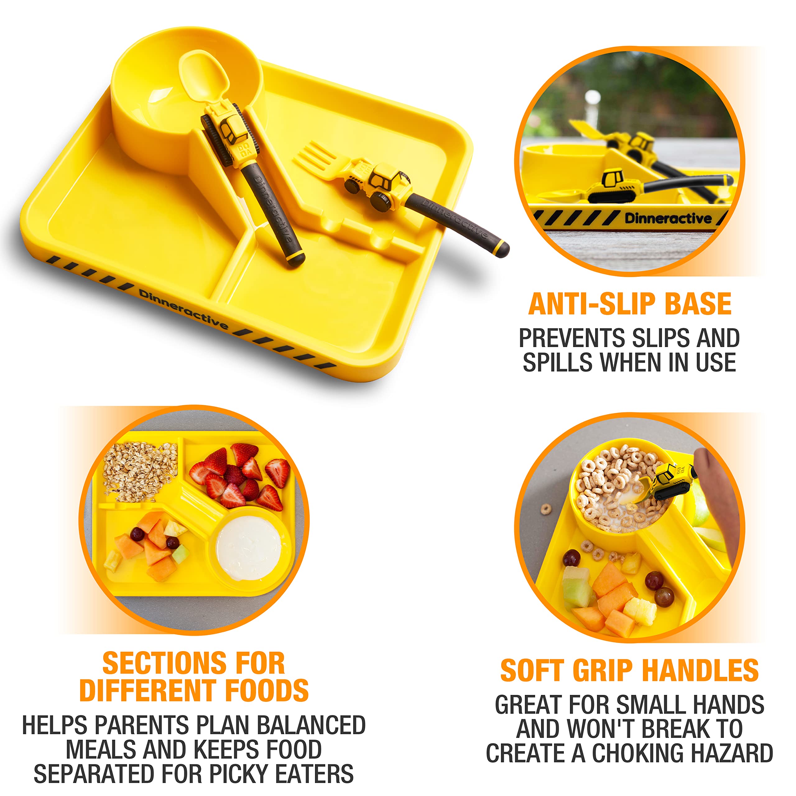Dinneractive ramp to bowl design adds tactile appeal during meals.