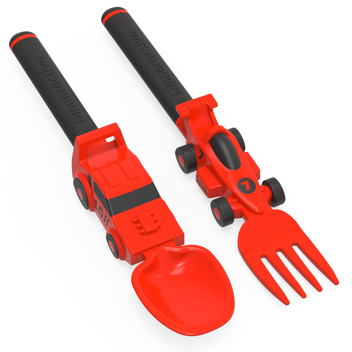 Dinneractive kids red race car fork — easy grip for independent meals.
