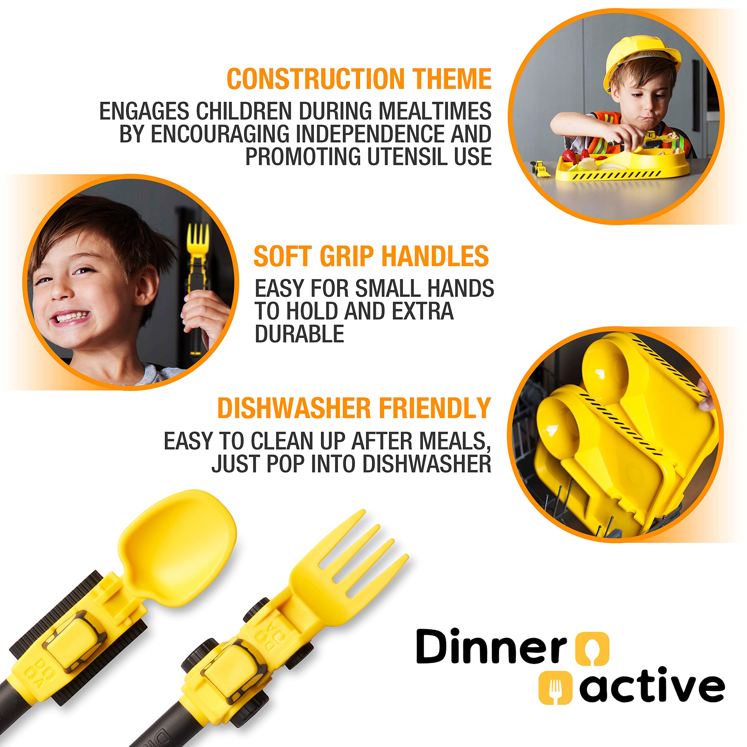 Dinneractive utensils close-up of soft-grip handles designed for small hands