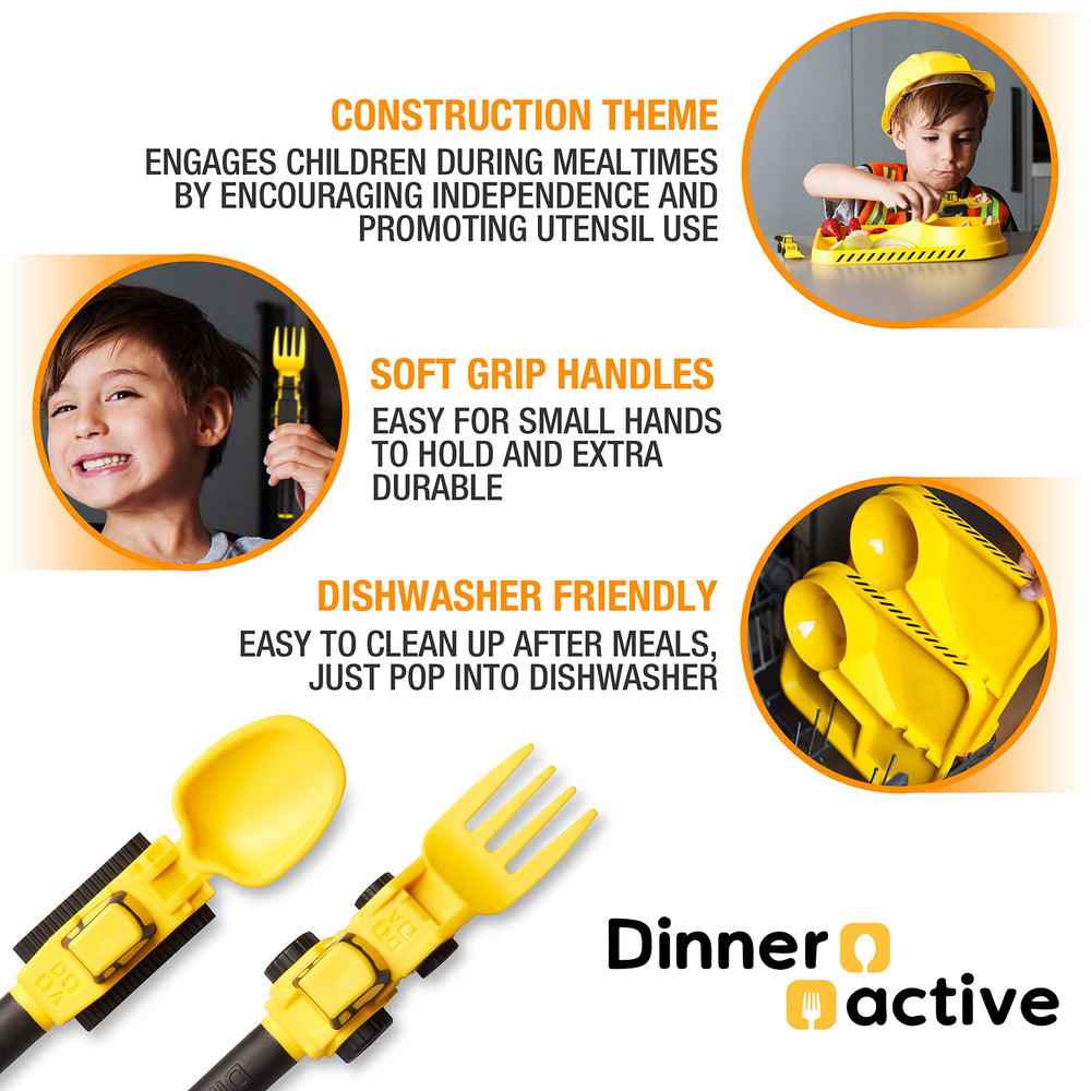 Dinneractive utensils close-up of soft-grip handles designed for small hands