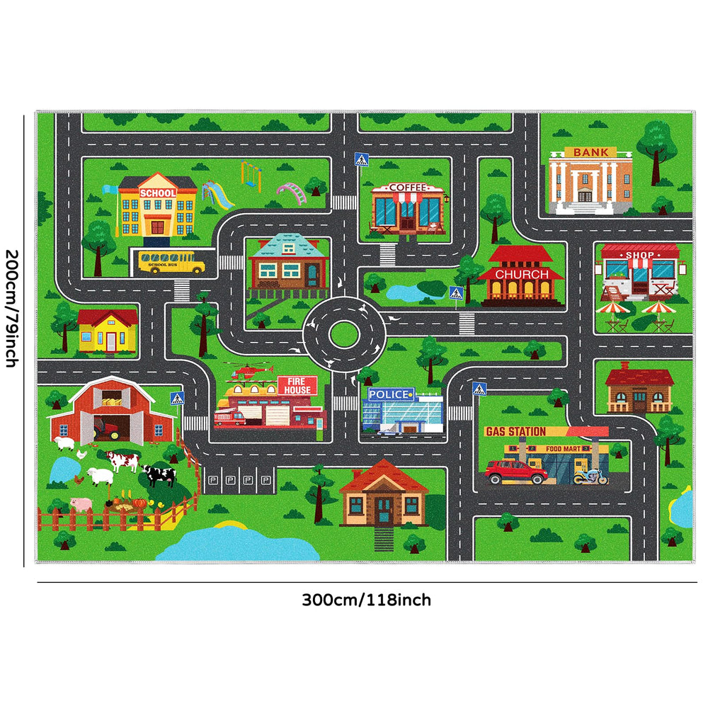 DINSUMRUG city life road map detail highlights pretend driving routes.