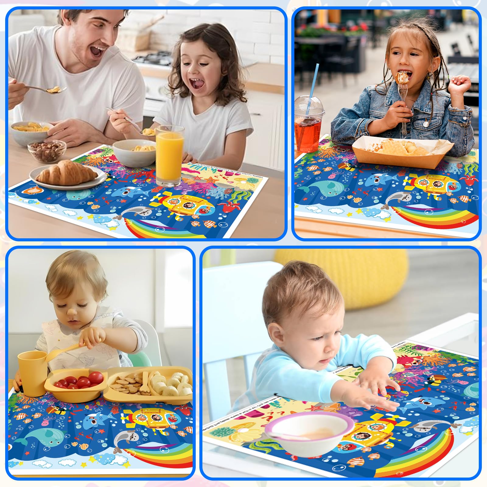 DINSUMRUG designs encourage conversation and reduce mess during toddler meals.