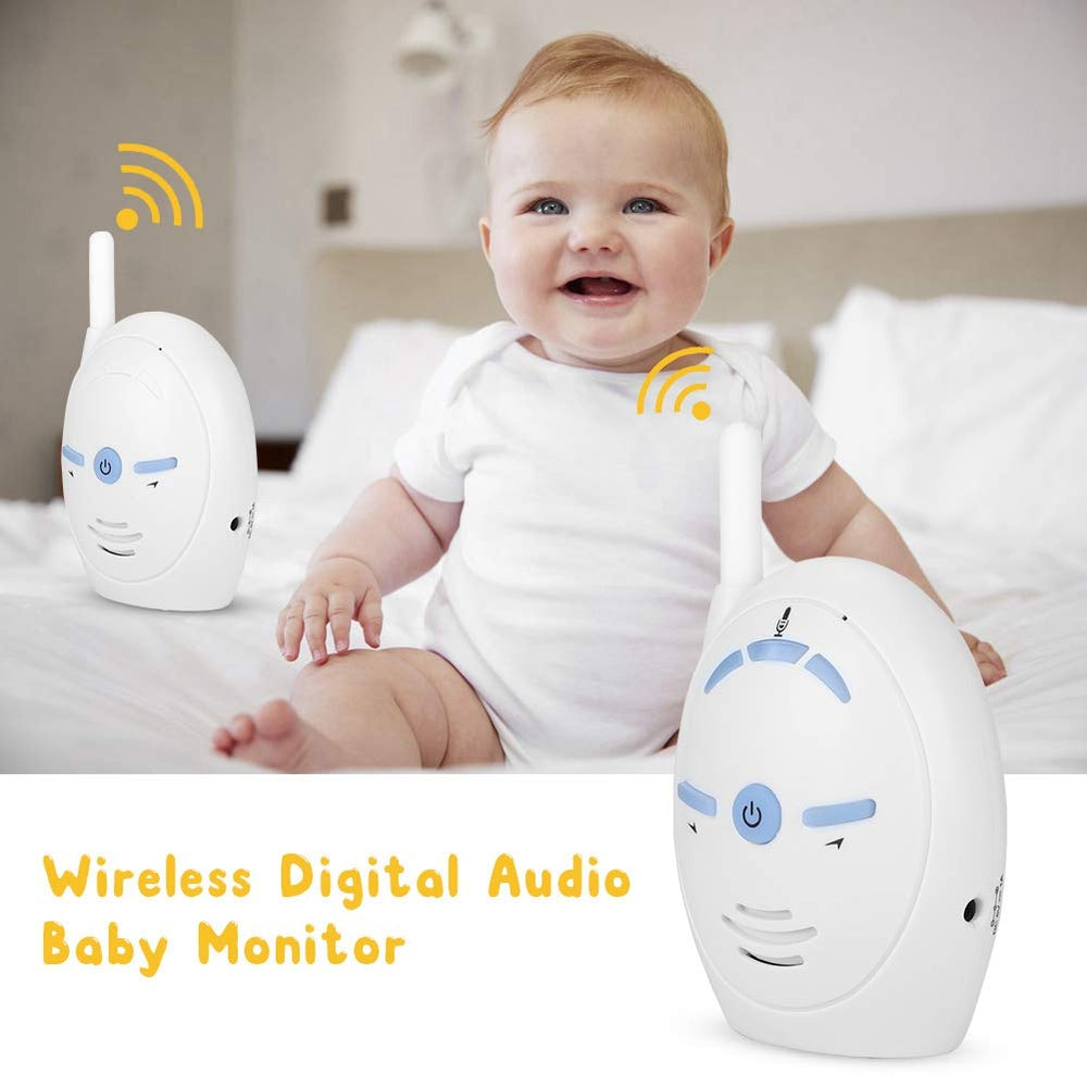 Dioche Audio Baby Monitor close-up on two-way talk button for real-time responses