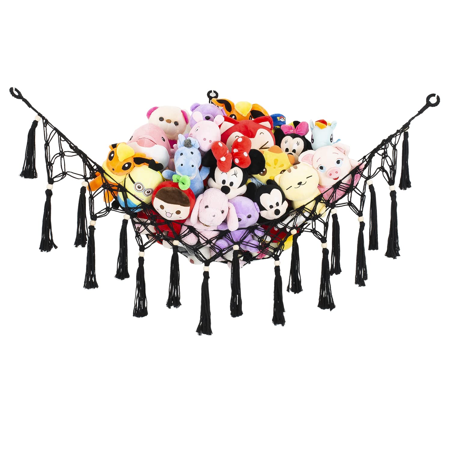Diocos large stuffed-animal-net-hammock with thick cotton rope offers durable storage and easy toy access.