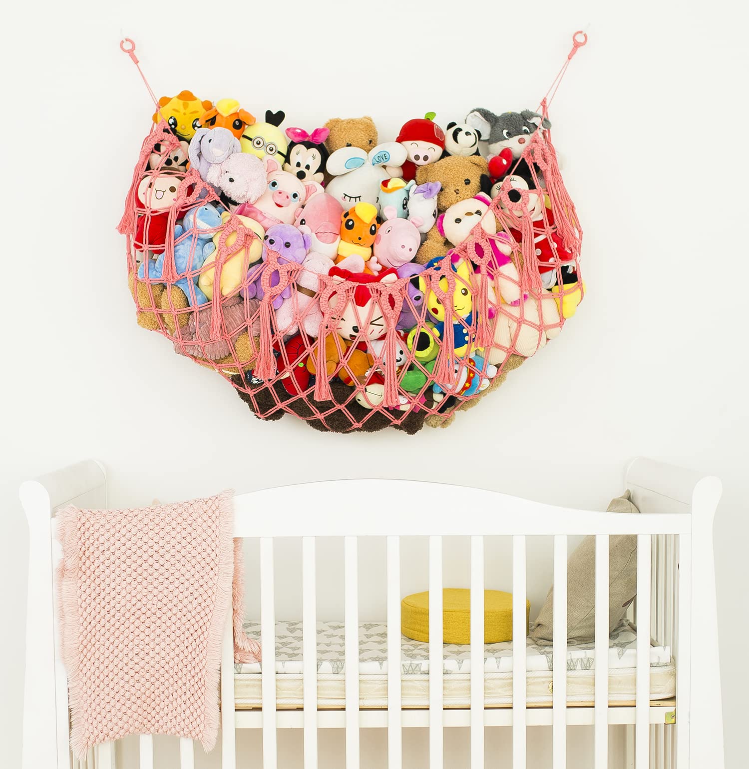 Diocos plush toy hammock 60x15 inches showing ample storage for toys.