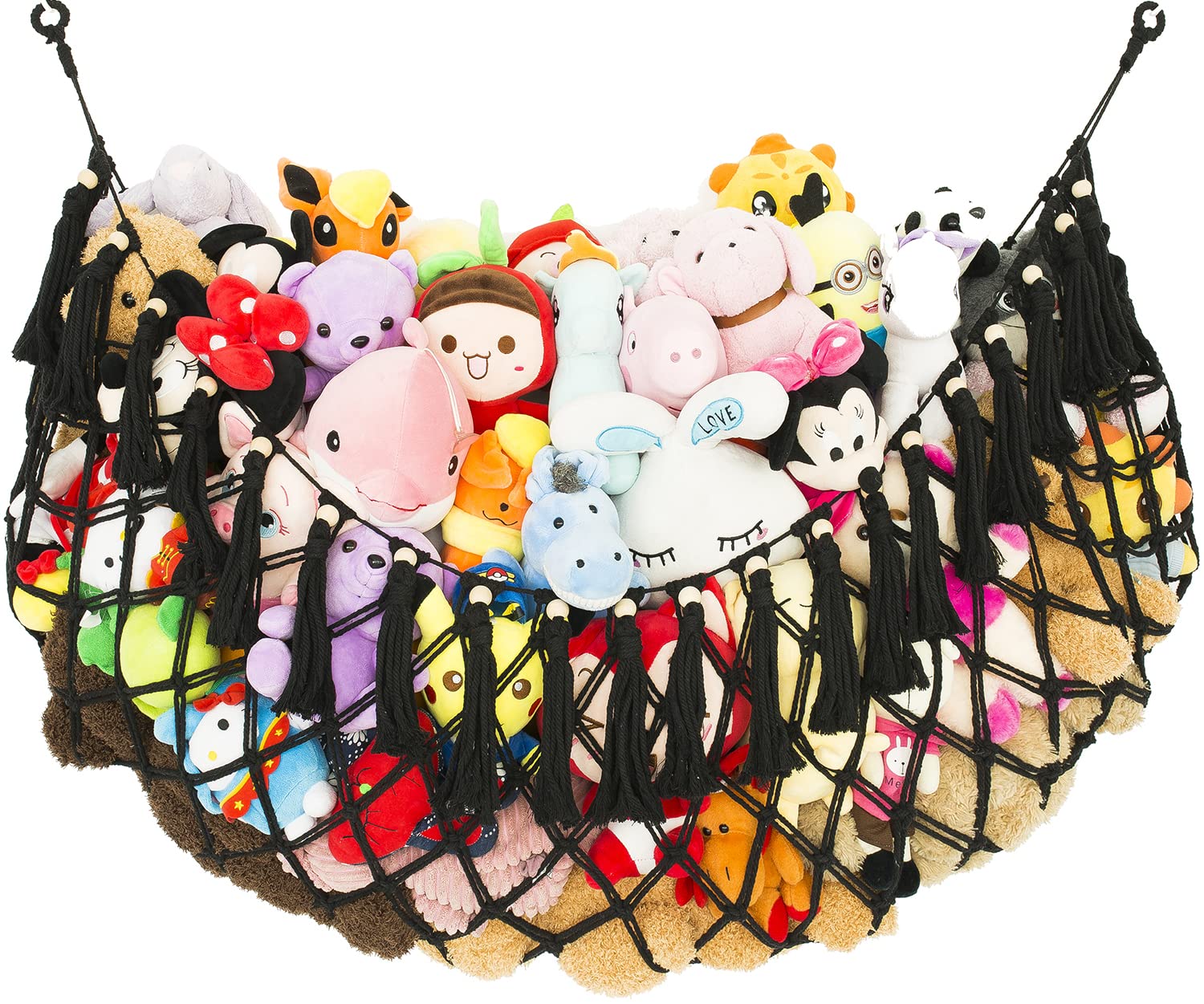 Diocos stuffed animal hammock wall-mounted net showcases space-saving storage for plushies.