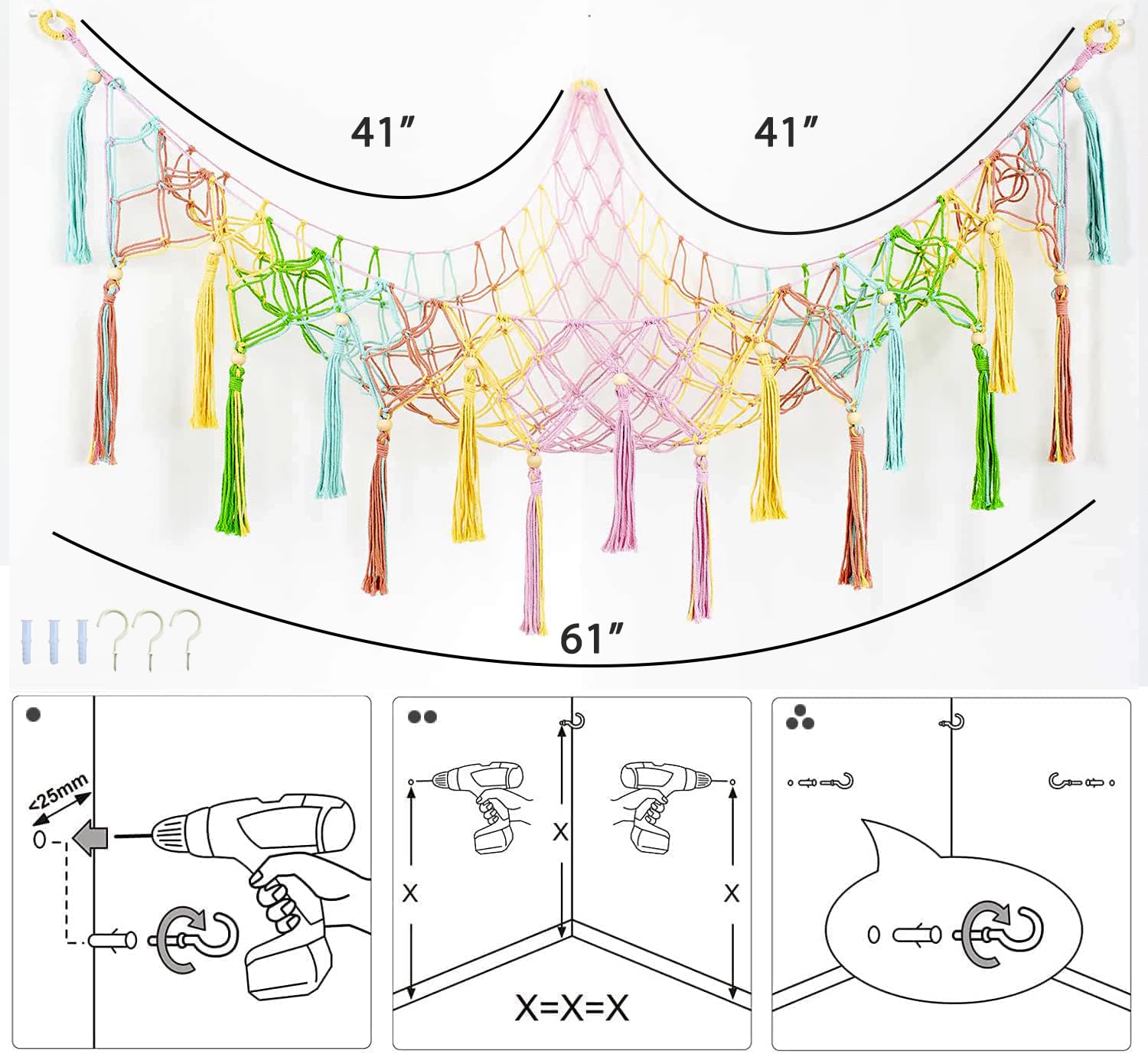 Diocos Toy Hammock Clean Care retains softness with sturdy cotton rope materials.