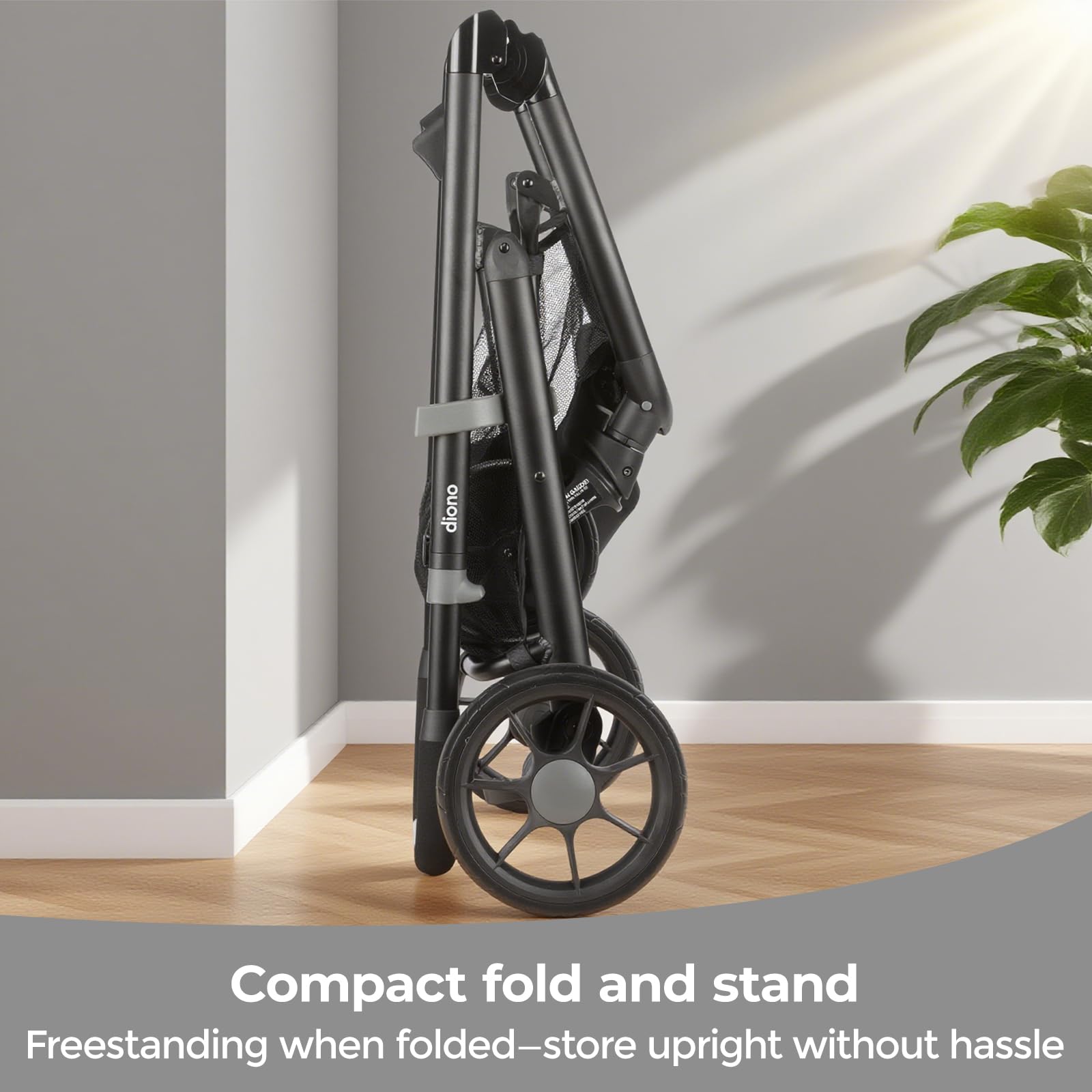 Diono Quantum 4 stroller rear-facing mode for attentive infant observation.