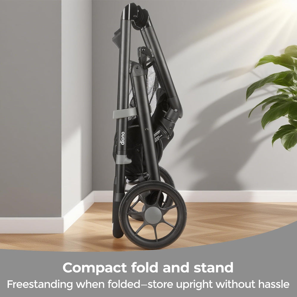 Diono Quantum 4 stroller rear-facing mode for attentive infant observation.
