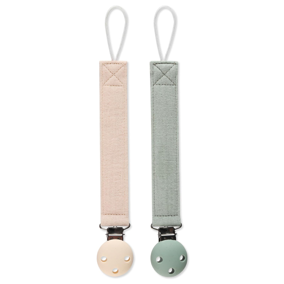 Dirbabi pacifier clip with cotton strap, Moody Blue, for gentle, secure pacifier access.