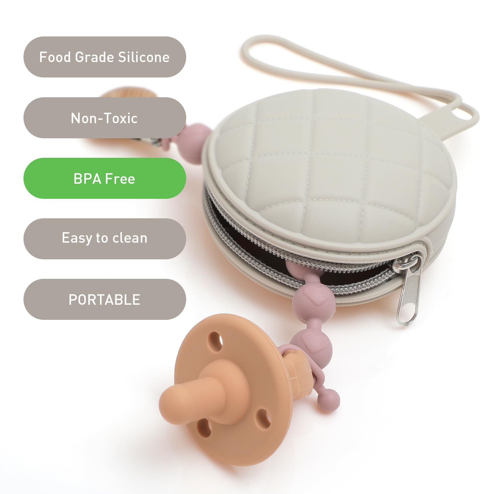 Dirbabi pacifier holder case is easy to clean and dishwasher-safe.