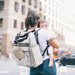 Dirbabi pacifier holder case Power Rose and Dusty Lilac colors for stylish baby essentials.