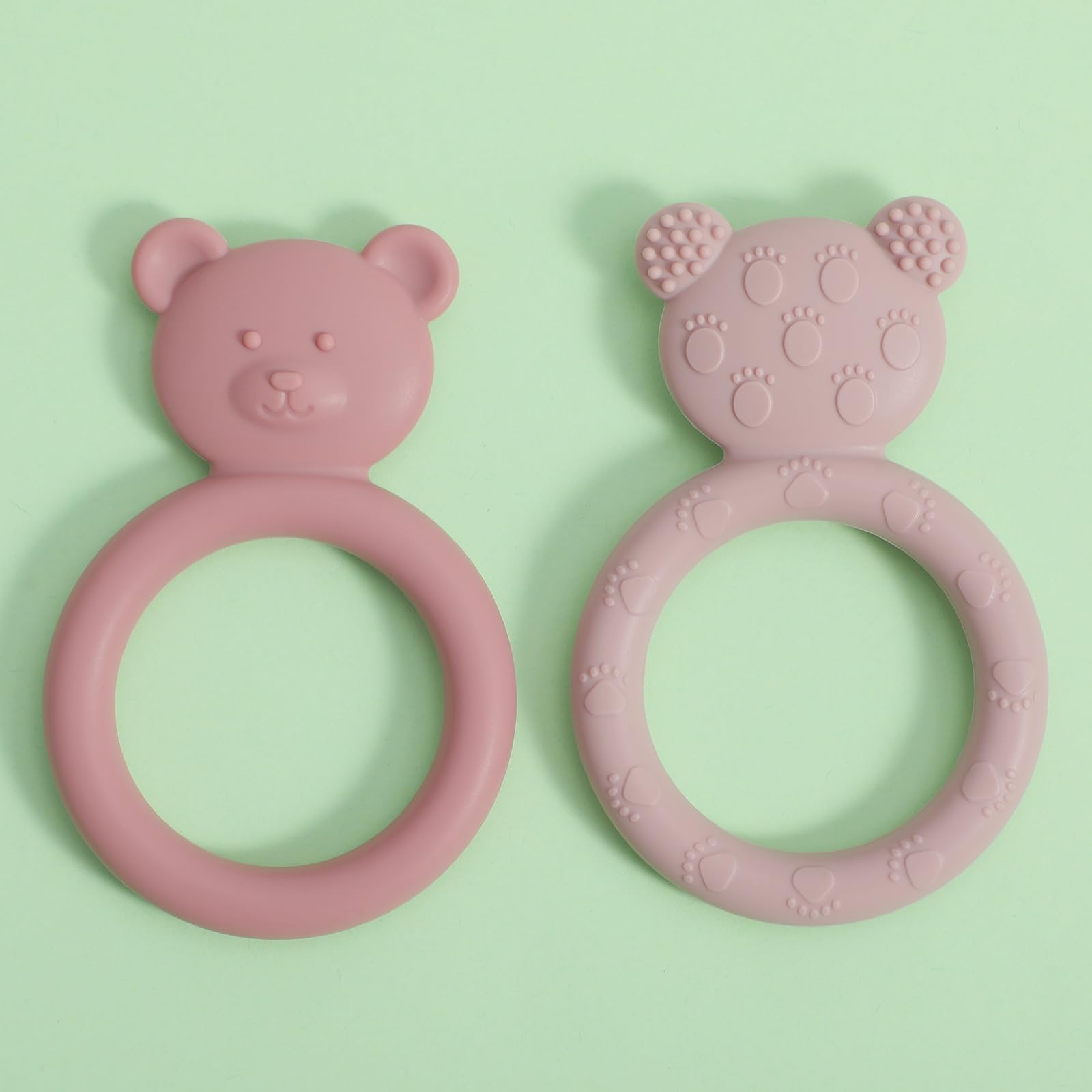 Dirbabi silicone baby teether Dusty Lilac held with easy grip