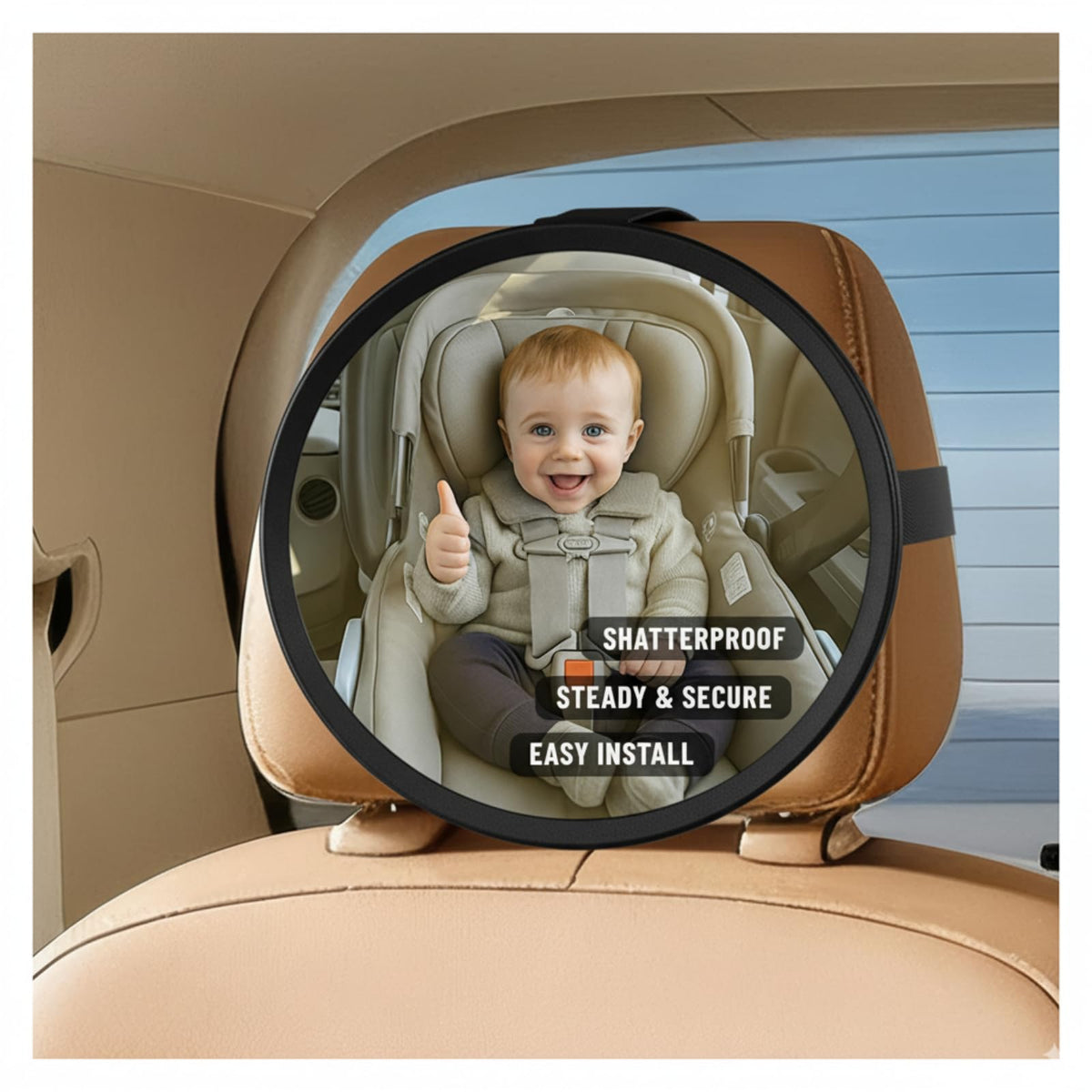 Discount Parts Direct baby car mirror wide-view provides a crystal-clear rear view for safer driving.