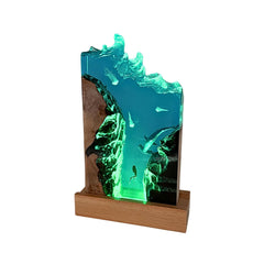 DiscoverSharks recycled resin ocean lamp brings eco-friendly design to living rooms or bedrooms with warm color.