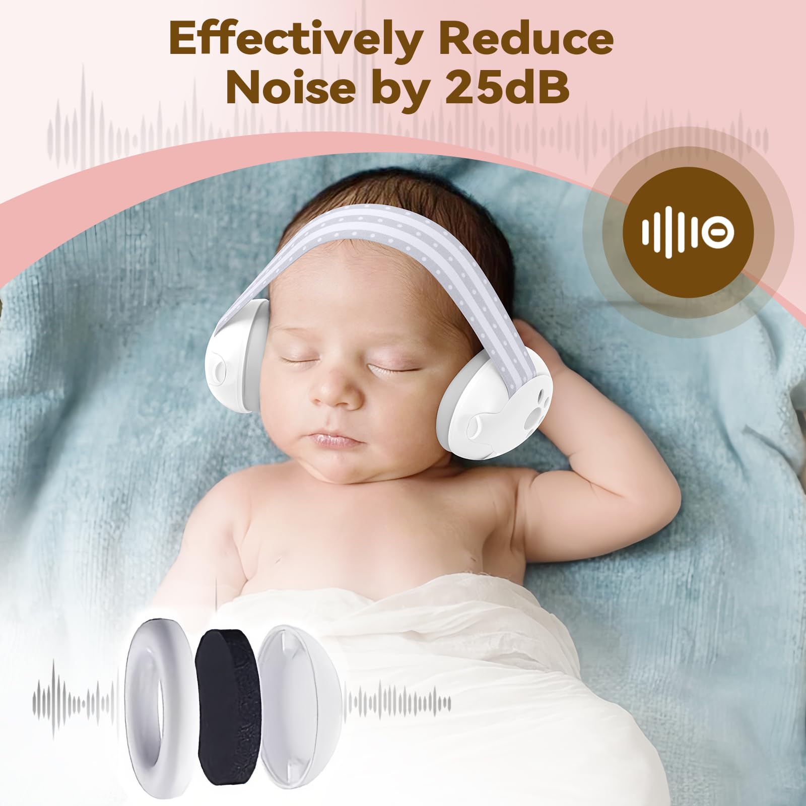 DITHIN travel ear muffs on plane illustrate sleep-friendly noise reduction.