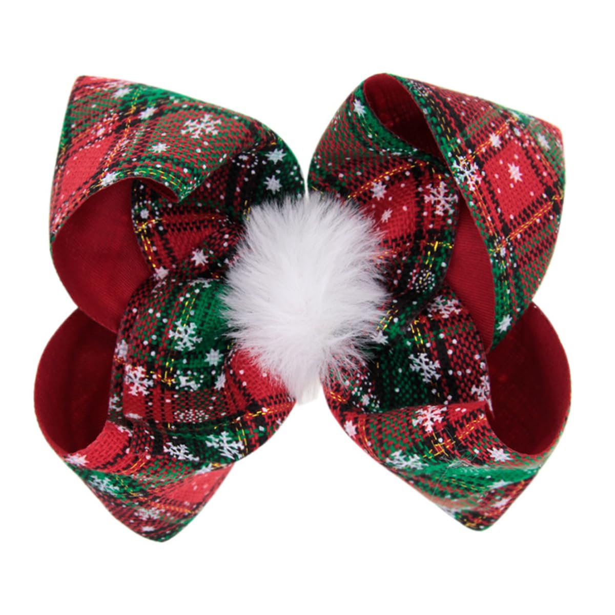 DIUEWOW Christmas hair bow green plaid highlights festive style for parties.