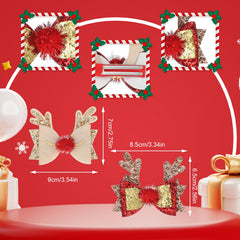 DIVINA VITAE Christmas bow clip gold elk style shines for holiday outfits.