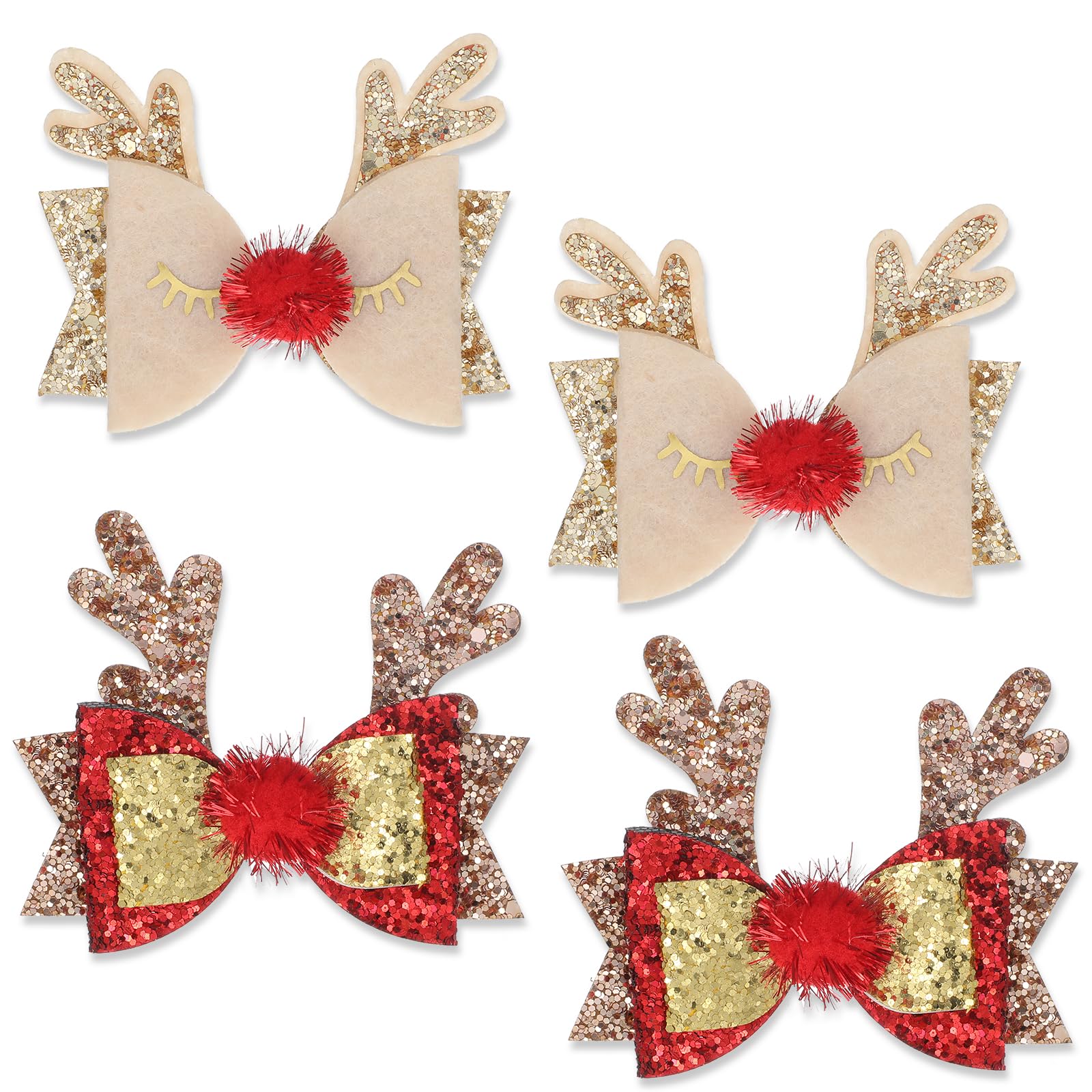 DIVINA VITAE Christmas bow clip red elk style with festive sparkle and secure grip.