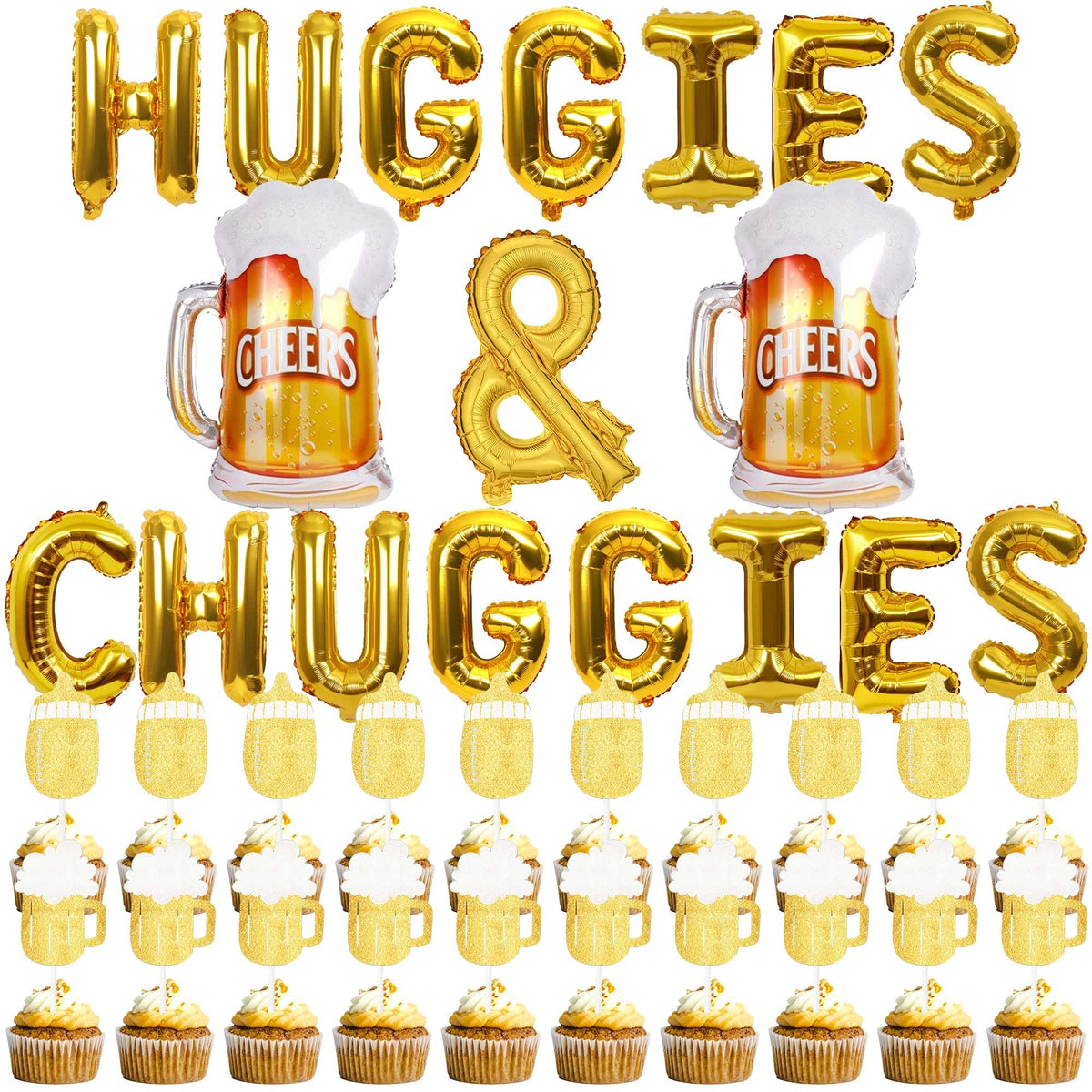 DIYCAM Huggies Chuggies letter balloons for festive baby shower signage and photo-worthy moments