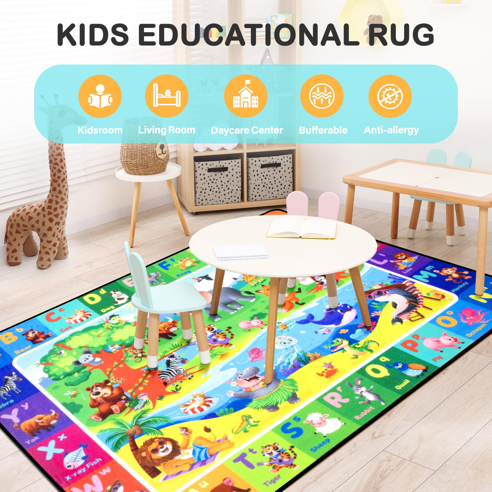 Diysani ABC Kids Rug underwater adventure scene for sensory exploration