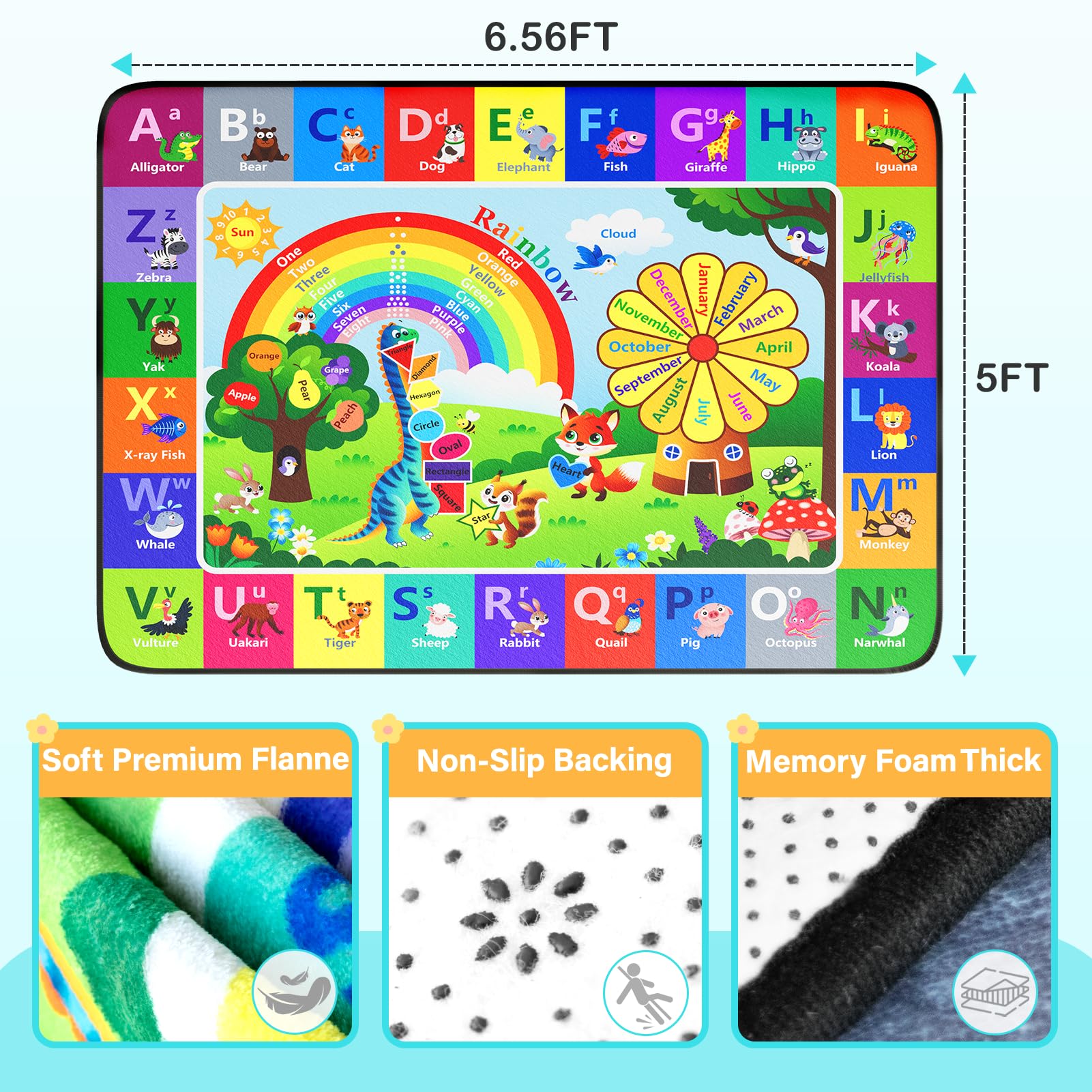 Diysani ABC Rug animal and car-track visuals spark interactive play sessions.