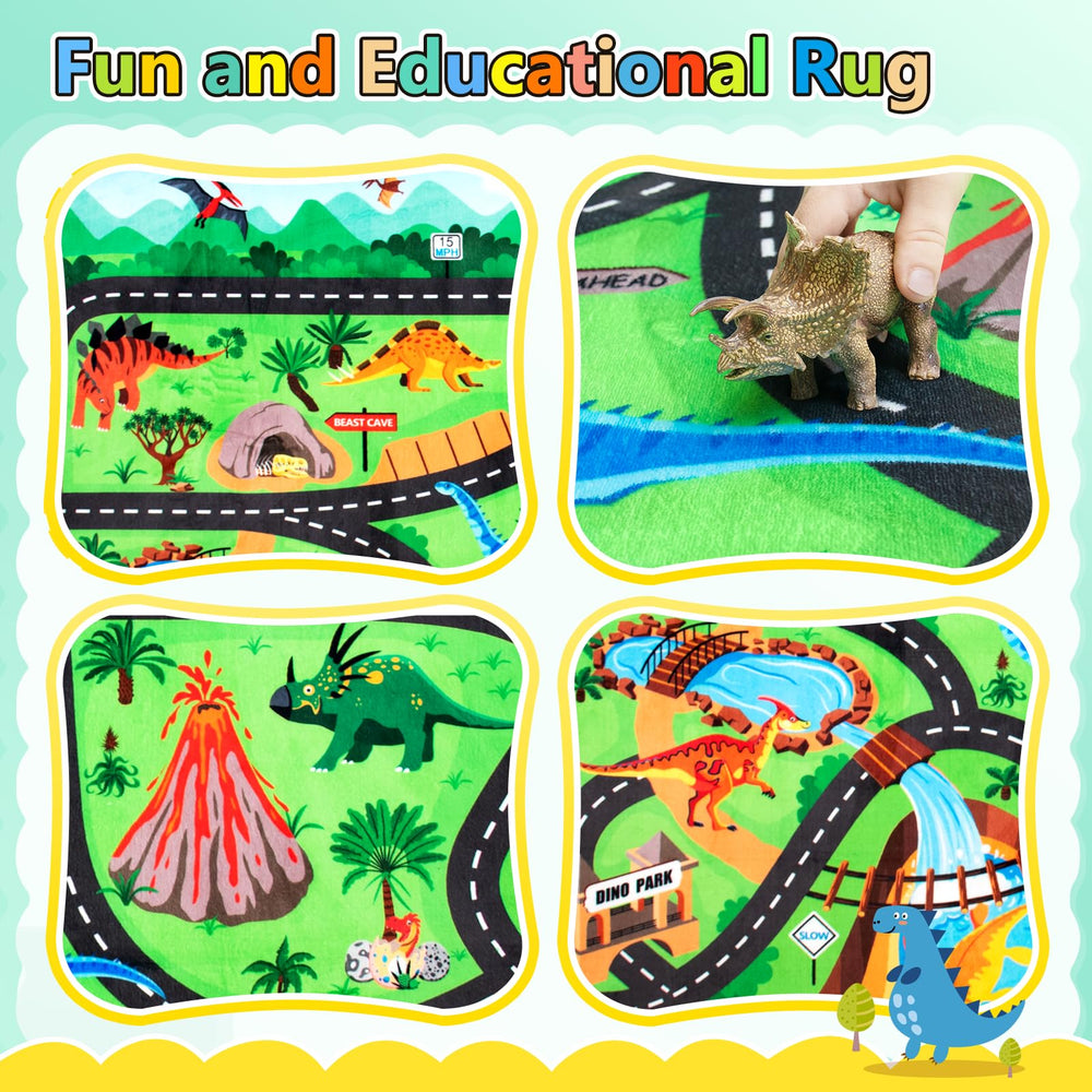 Diysani Car Rug 6x9 view shows toy car routes and adventure paths