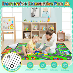 Diysani city road rug adds colorful playroom decor for kids.