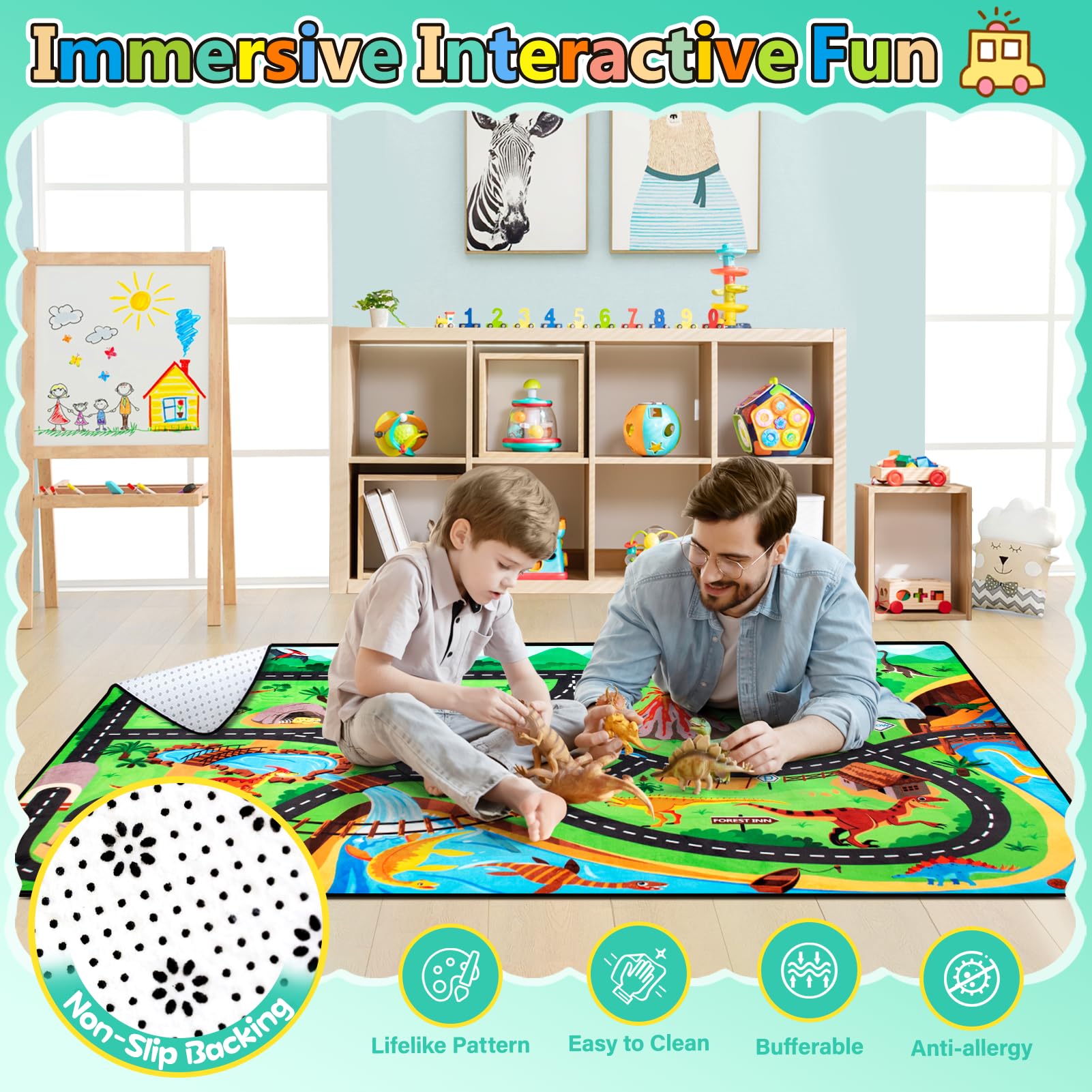 Diysani Dino Safari Playroom image highlights colorful landscapes for educational exploration